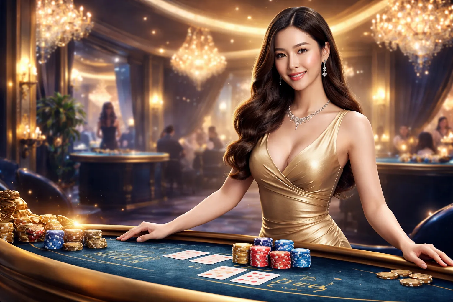 Bàn Baccarat trực tuyến tại 66789 Best với thẻ bài và chip
